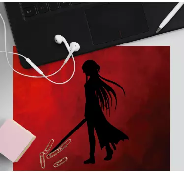 Anime muismat silhouet strijder figuur - TenStickers