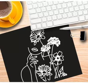 Bloemen silhouet kunst originele muismat - TenStickers
