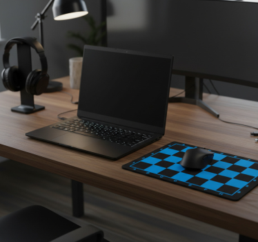 Gaming muismat blauw en zwart minimalistisch schaakbord - TenStickers