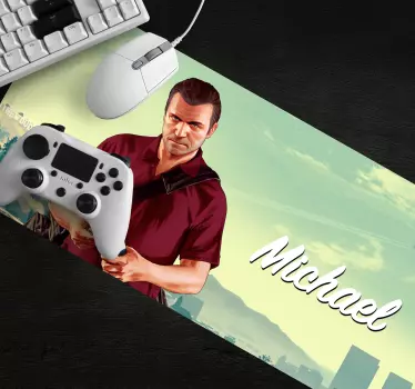Gaming muismat character holding cash - TenStickers