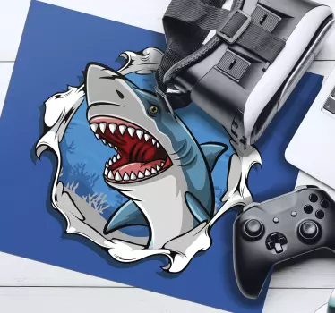 Gaming muismat haai brekende golven - TenStickers