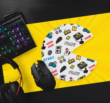 Gaming muismat kleurrijke retro spelsymbolen - TenStickers