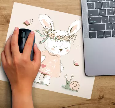 Gaming muismat schattig konijntje met slak - TenStickers