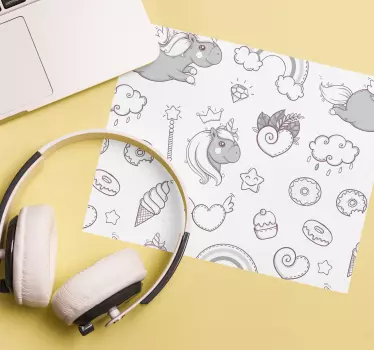 Gaming muismat schattige eenhoorn karakters - TenStickers