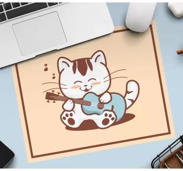 Gaming muismat schattige kat die gitaar speelt - TenStickers