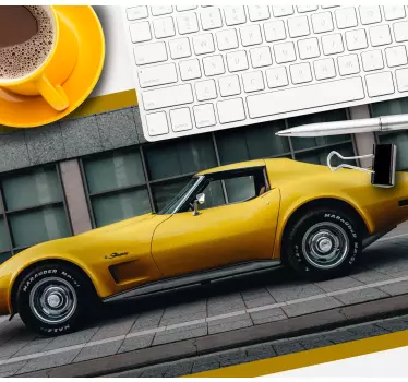 Gaming muismat sleek gele sportauto - TenStickers