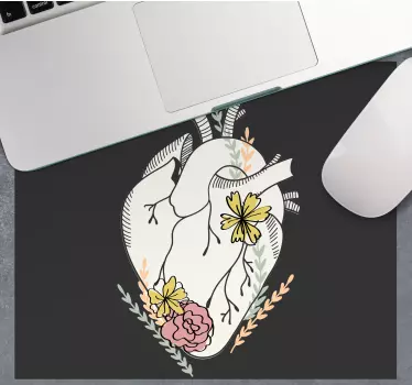 Originele muismat anatomisch hart bloemig - TenStickers