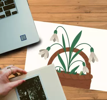 Originele muismat basket met sneeuwklokjes - TenStickers