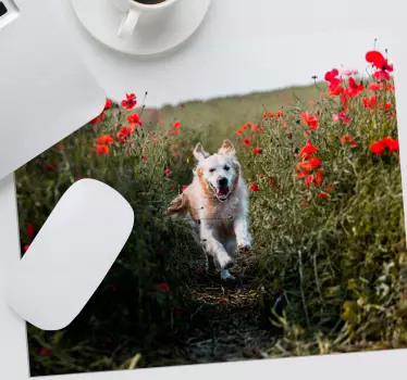 Originele muismat blije hond rennend - TenStickers