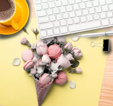 Originele muismat bloemen ijsje cone - TenStickers