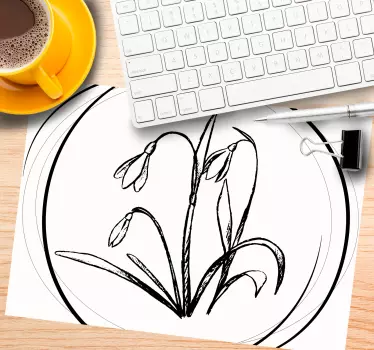 Originele muismat elegante bloemenschets - TenStickers