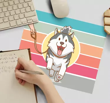 Originele muismat happy hond wandelen - TenStickers