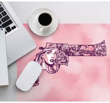 Originele muismat intricate floral pistol - TenStickers