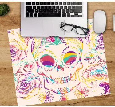 Originele muismat kleurrijke bloemen skull - TenStickers