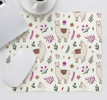 Originele muismat lamas en bloemenpatronen - TenStickers