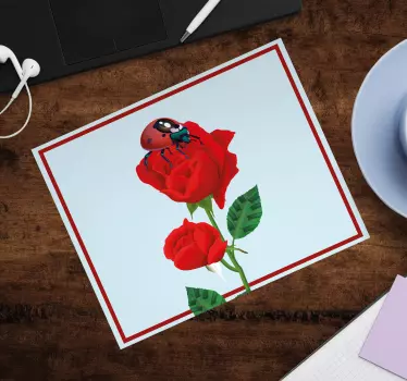 Originele muismat lieveheersbeestje op rozen - TenStickers