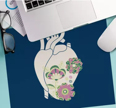 Originele muismat met bloeiend hart ontwerp - TenStickers