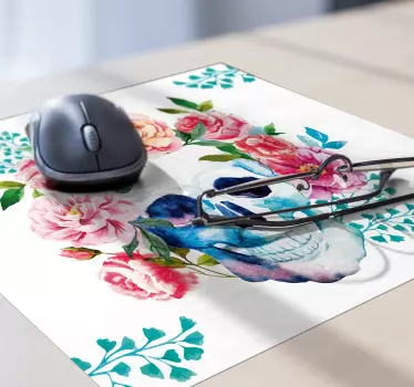 Originele muismat met bloemen schedel motief - TenStickers