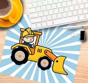 Originele muismat met grafiek van bouwvoertuigen - TenStickers