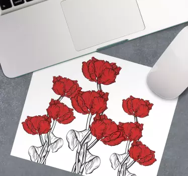 Originele muismat rode tulp arrangement - TenStickers
