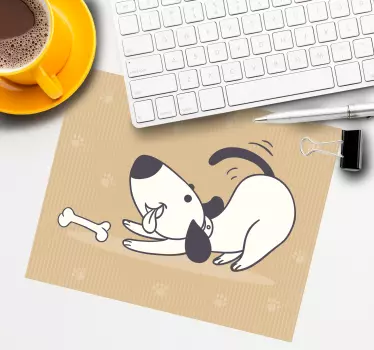 Originele muismat speelse hond met bot - TenStickers