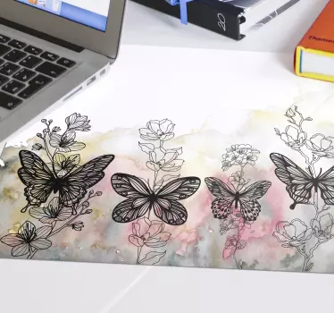 Originele muismat vlinders en bloemen - TenStickers