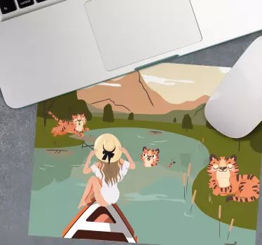 Originele muismat vrouw geniet van de natuur - TenStickers