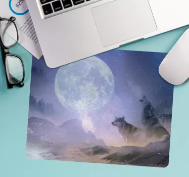 Originele muismat wolven onder de hoevende maan - TenStickers