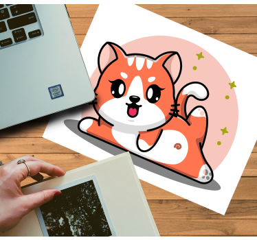 Speelse kat anime muismat - TenStickers