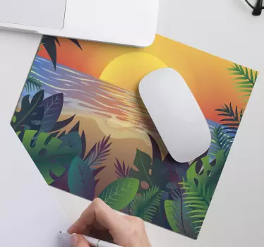Tropische zonsondergang oase originele muismat - TenStickers