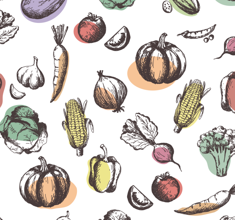 Ingrediënten patroon retro stijl keuken rolgordijn - TenStickers