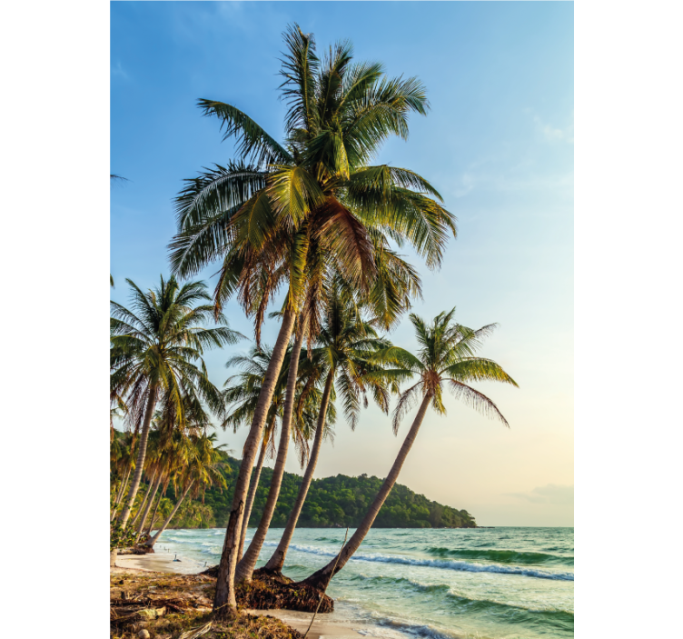 Palmbomen op het strand badkamer rolgordijn - TenStickers