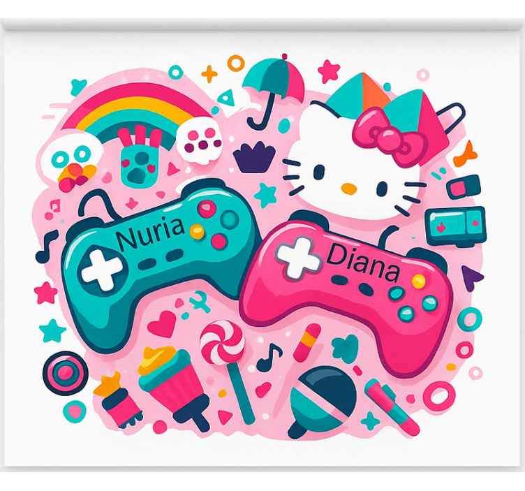 Aangepaste kattencontrollers gamer rolgordijn - TenStickers