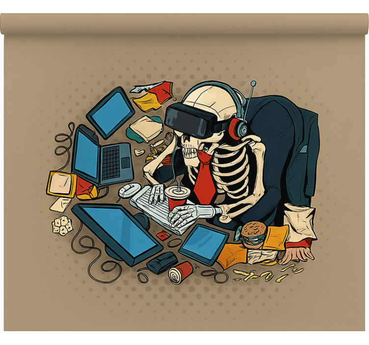 Skelet retro speler gamer rolgordijn - TenStickers