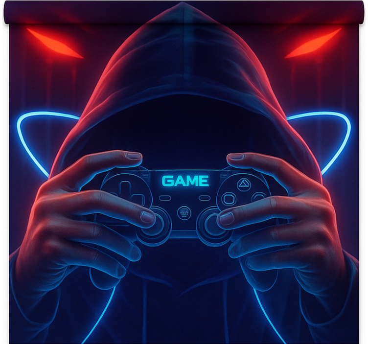 Neon gamer met hoodie gamer rolgordijn - TenStickers