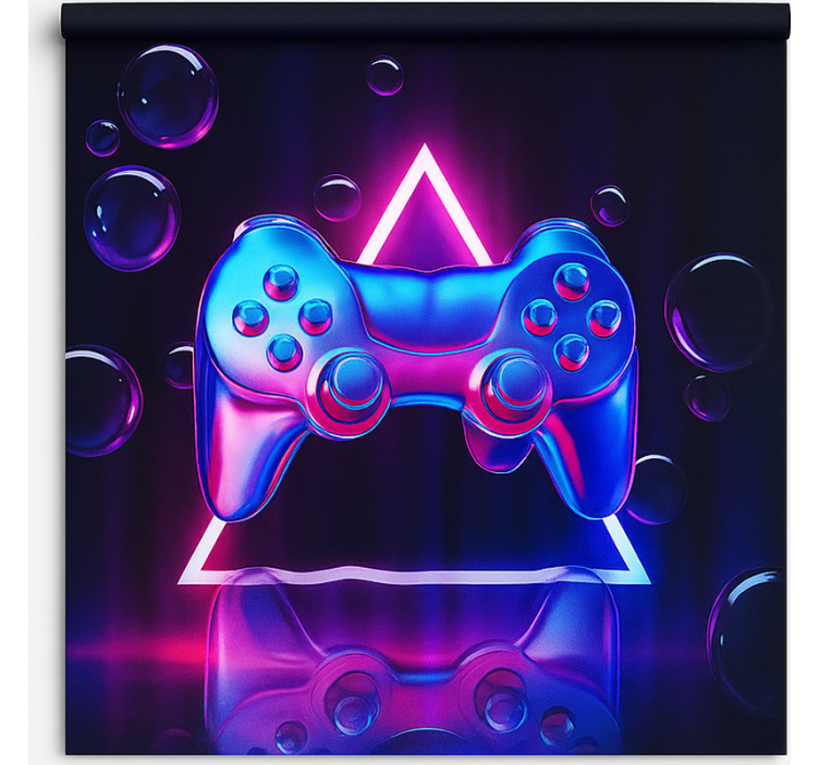 Chromen neon bubble controller gamer rolgordijn - TenStickers
