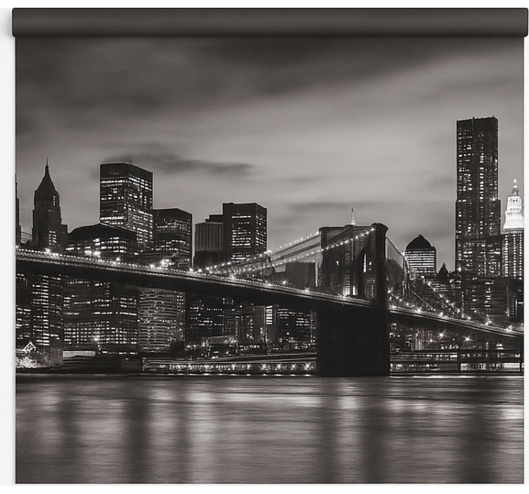 Kantoor rolgordijn stad bij nacht - TenStickers