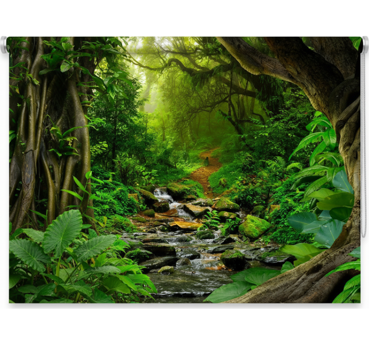 Rolgordijn bomen tropisch bos oase - TenStickers