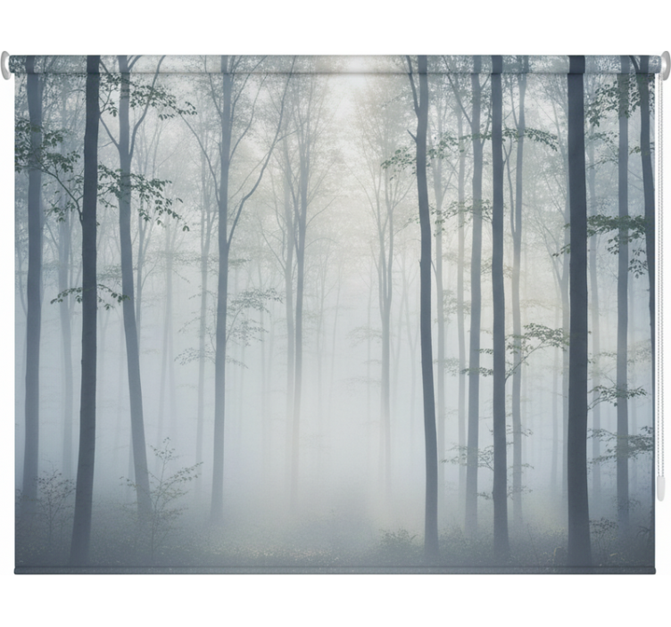 Rolgordijn bomen mistige sfeer muurdecoratie - TenStickers