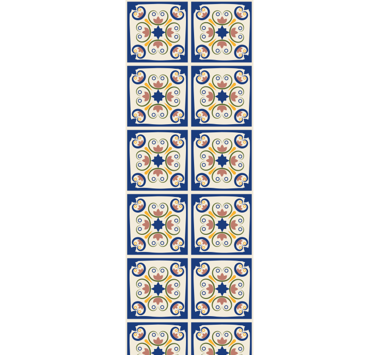 Keuken rolgordijn roze bloemen portugese tegel - TenStickers