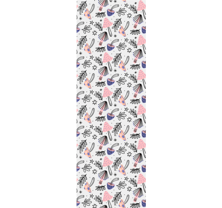 Eetkamer rolgordijn klassieke paddenstoelen en bloemen - TenStickers