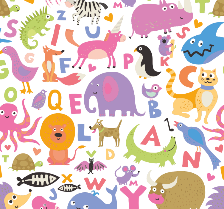 Kinderkamer rolgordijn alphabet dieren - TenStickers
