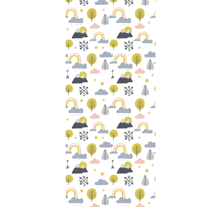 Kinderkamer rolgordijn minimalistische bomen regenbogen - TenStickers