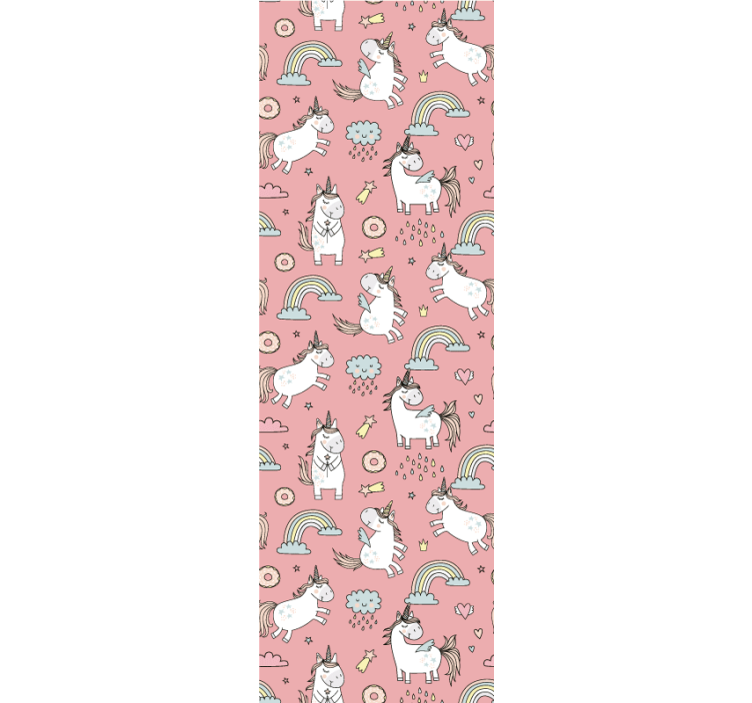 Kinderkamer rolgordijn roze eenhoorns en regenbogen - TenStickers