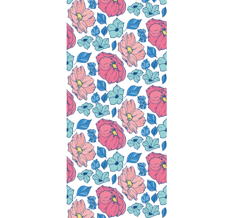 Kinderkamer rolgordijn delicate roze en blauwe bloemen - TenStickers