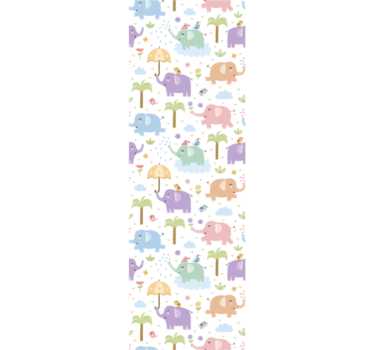 Kinderkamer rolgordijn schattig olifantenpatroon - TenStickers