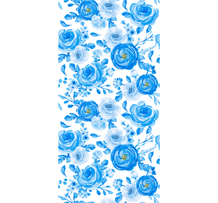Kinderkamer rolgordijn nordic stijl blauwe klokken bloemen - TenStickers