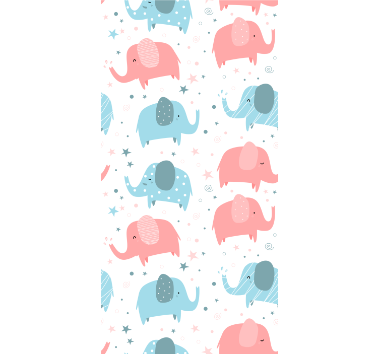 Kinderkamer rolgordijn olifant roze en blauw - TenStickers