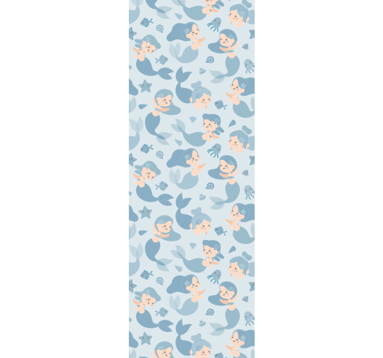 Kinderkamer rolgordijn zeemeermin kind blauw glimlachend - TenStickers