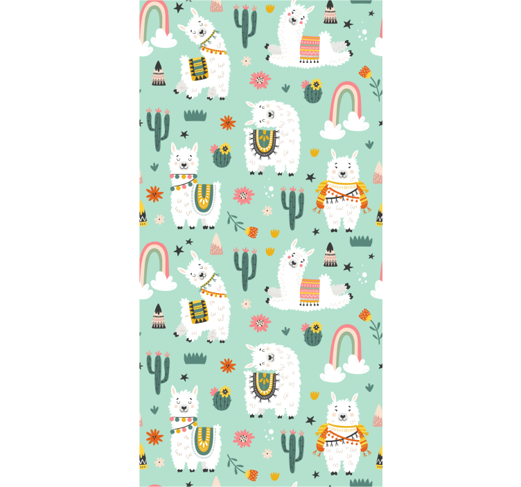 Kinderkamer rolgordijn regenbogen en cactussen - TenStickers